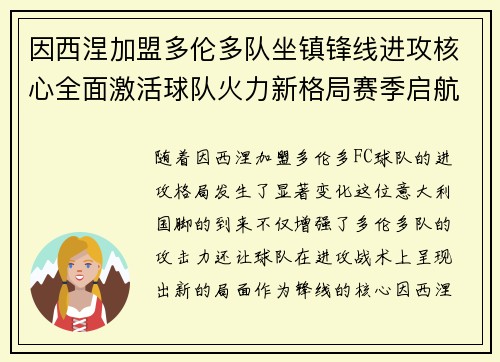 因西涅加盟多伦多队坐镇锋线进攻核心全面激活球队火力新格局赛季启航